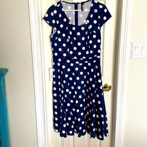 Adorable navy blue and white polka dot dress!